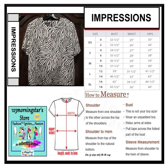 IMPRESSIONS NEW Light Academia Zebra Short Sleeve Career Blouse XL - Picture 11 of 11